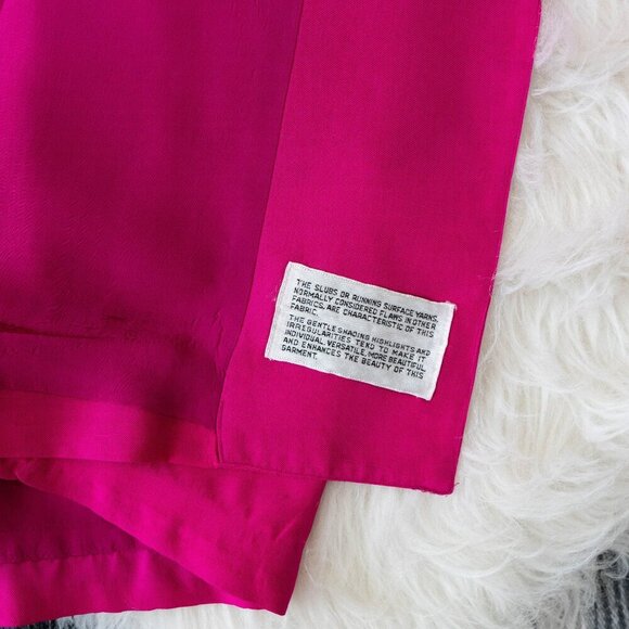 EVAN PICONE VINTAGE 100% SILK OPEN FRONT POCKETED BLAZER HOT PINK SZ 10 - Picture 6 of 7